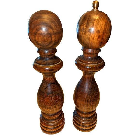🛍️ CATALINA 11" MARBLE WOOD PEPPER MILL GRINDER & SALT SHAKER - Picture 1 of 2